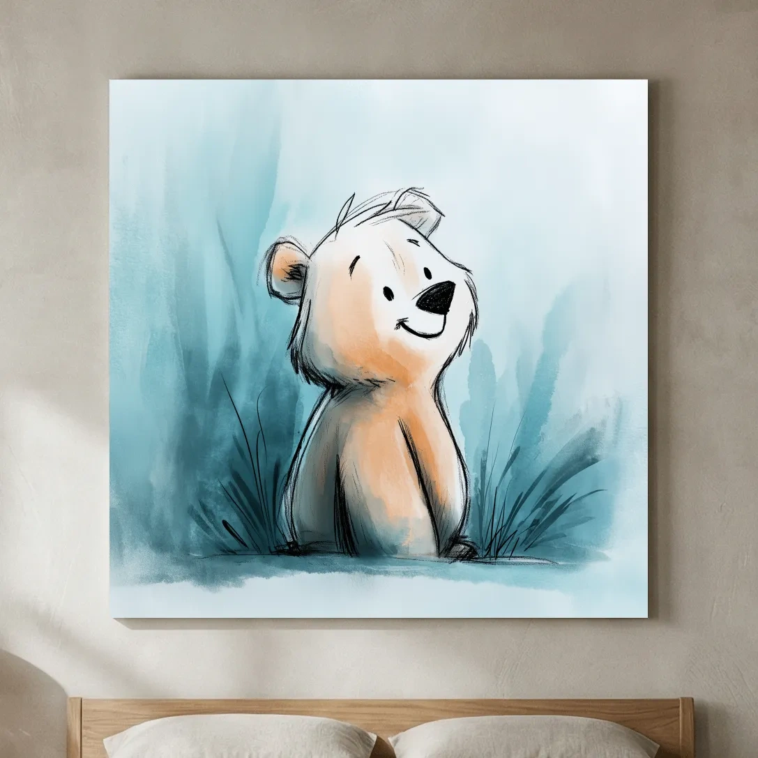 Cute Watercolor Bear Cub Illustration - Whimsical Nursery Animal Wall Art