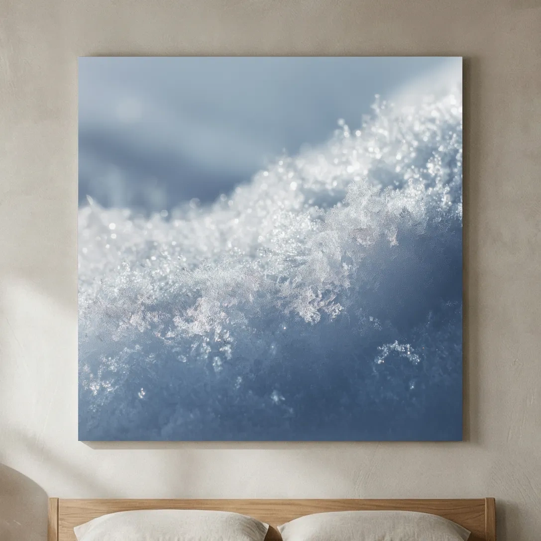 Sparkling Snowflake Ice Crystal Macro - Minimalist Winter Nature Wall Art