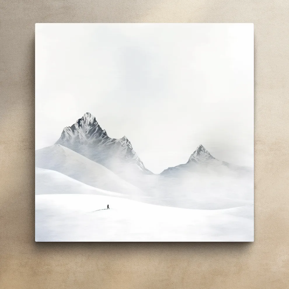 Black and White minimal mountain art