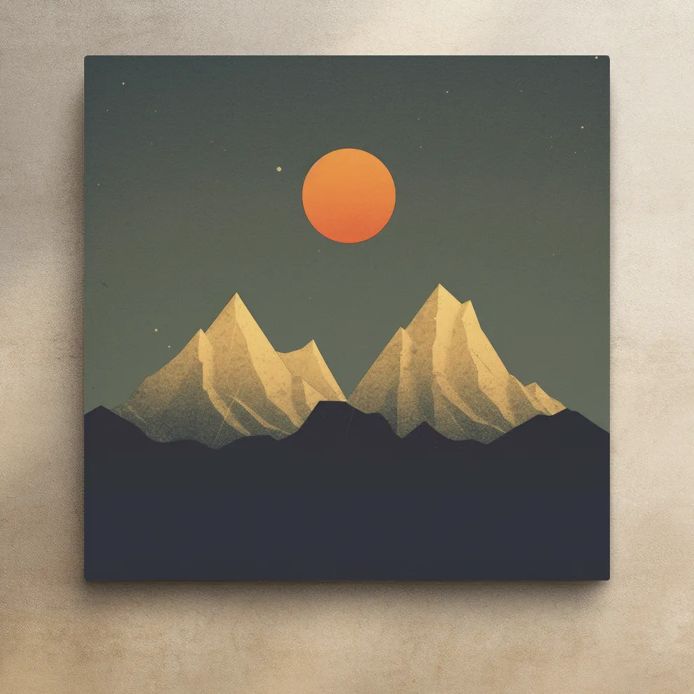 Minimalist Alpine Mountain Sunset - Mid Century Landscape Wall Art
