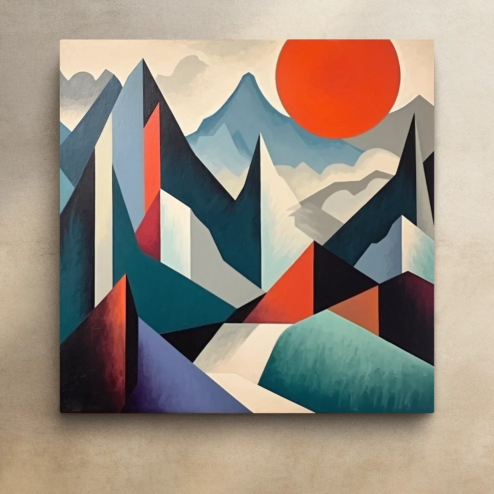 Abstract suprematism mountain painting