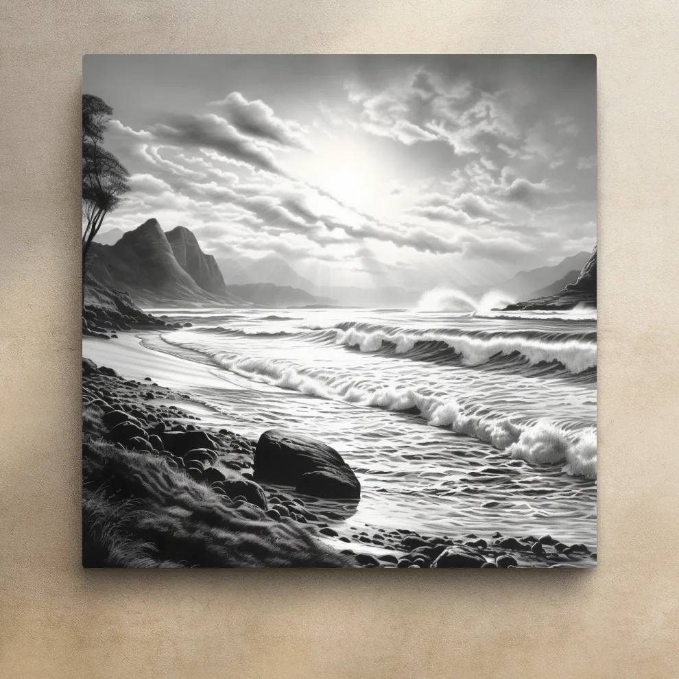 Black And White Ocean Waves Photography - Dramatic Coastal Landscape Wall Art