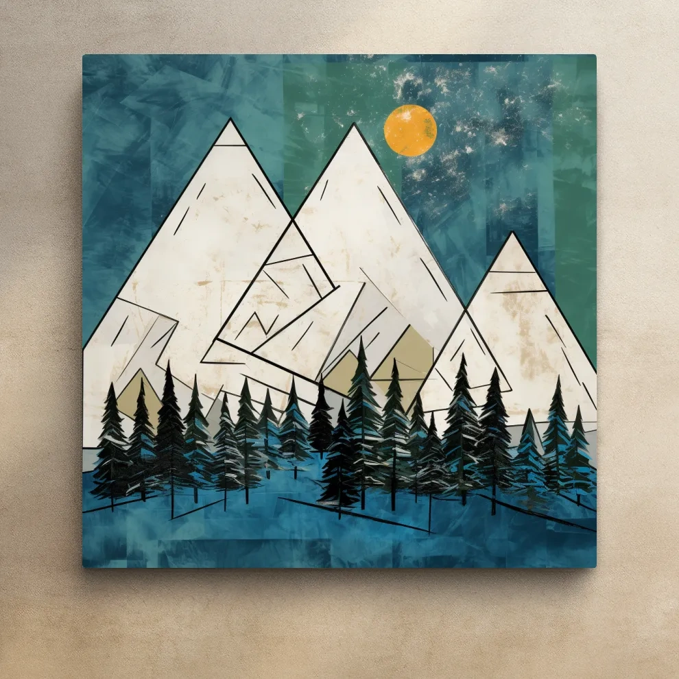 Mountain illustration artwork, treeline in the alpine
