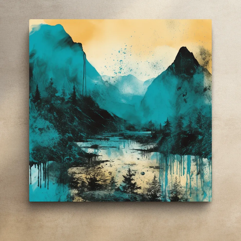 Abstract painting of a mountain landscape
