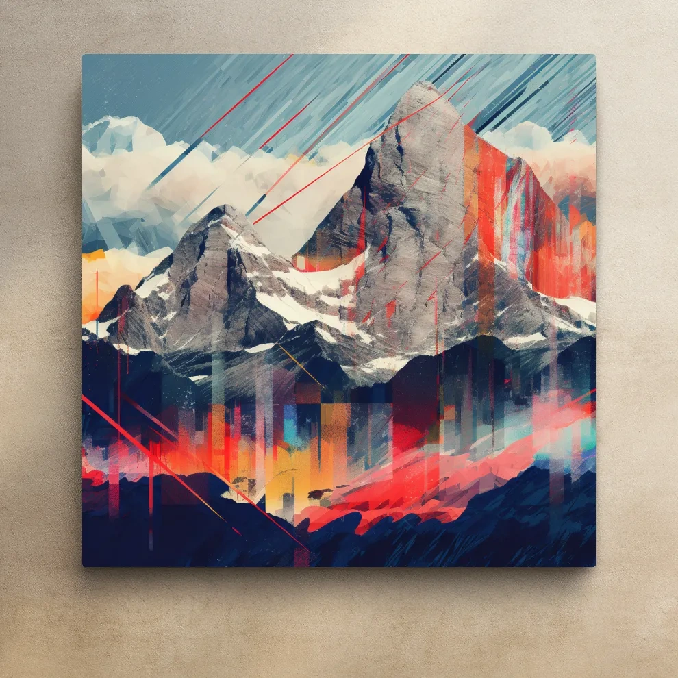 Abstract mountain, colourful glitch art