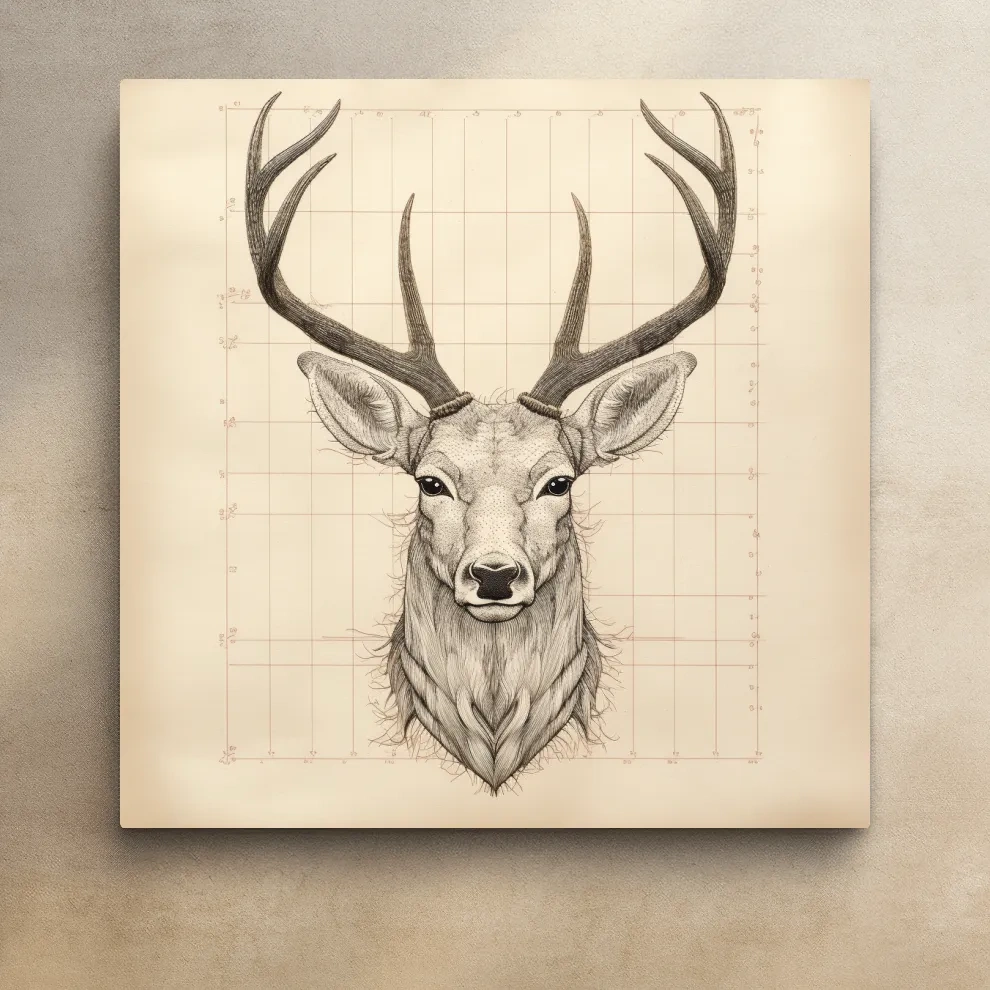 Simple drawing of a deer head, canvas wall art