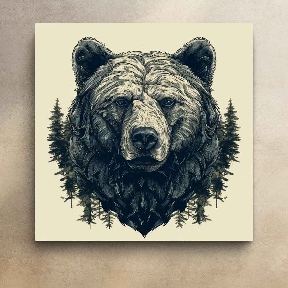 Artistic illustration of a black bears head