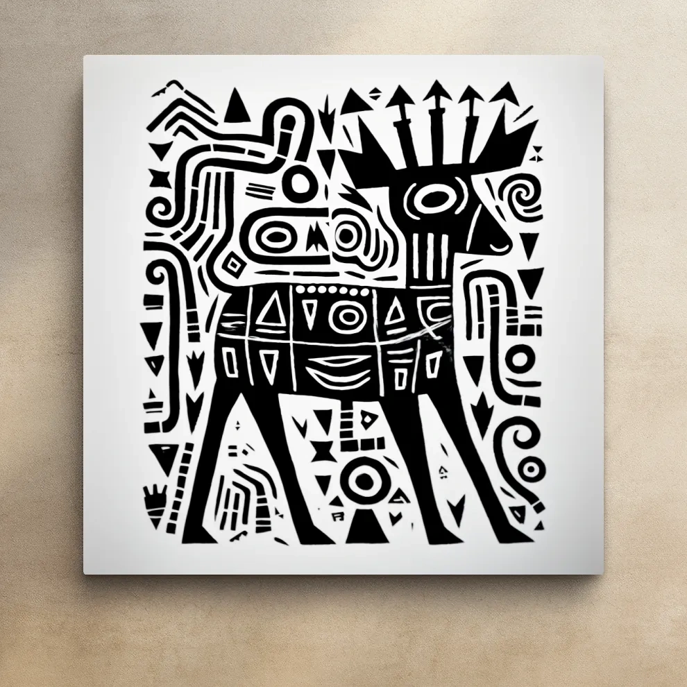Tribal style quirky deer doodle illustration art