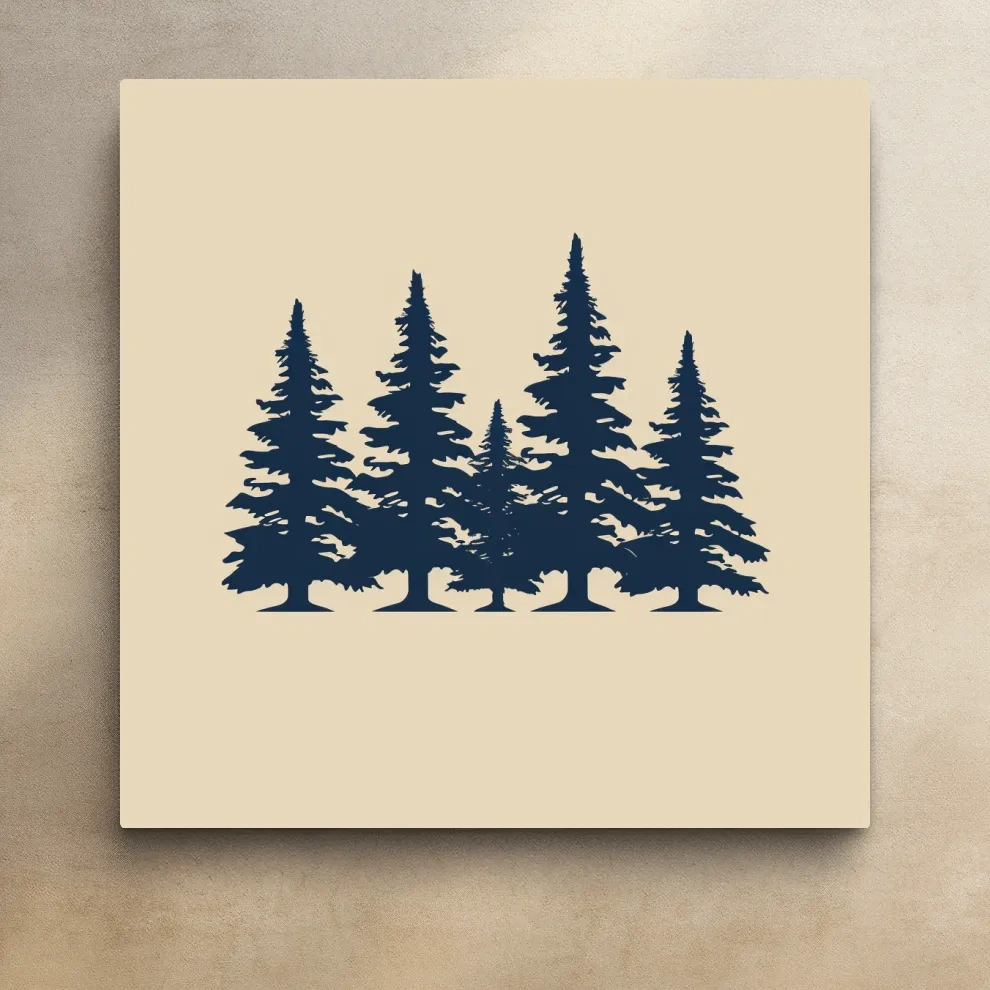 Minimalist Evergreen Pine Tree Silhouettes - Scandinavian Forest Wall Art