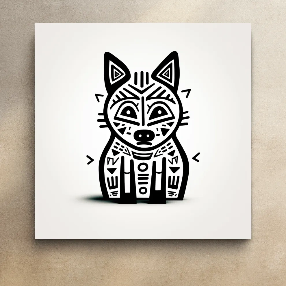 Outline of a cartoon fox, quirky doodle art