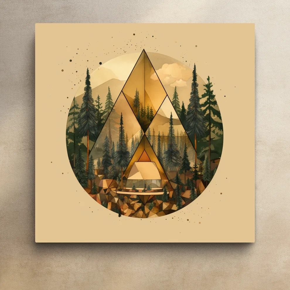 Cabin in the forest, elegant rustic wall art