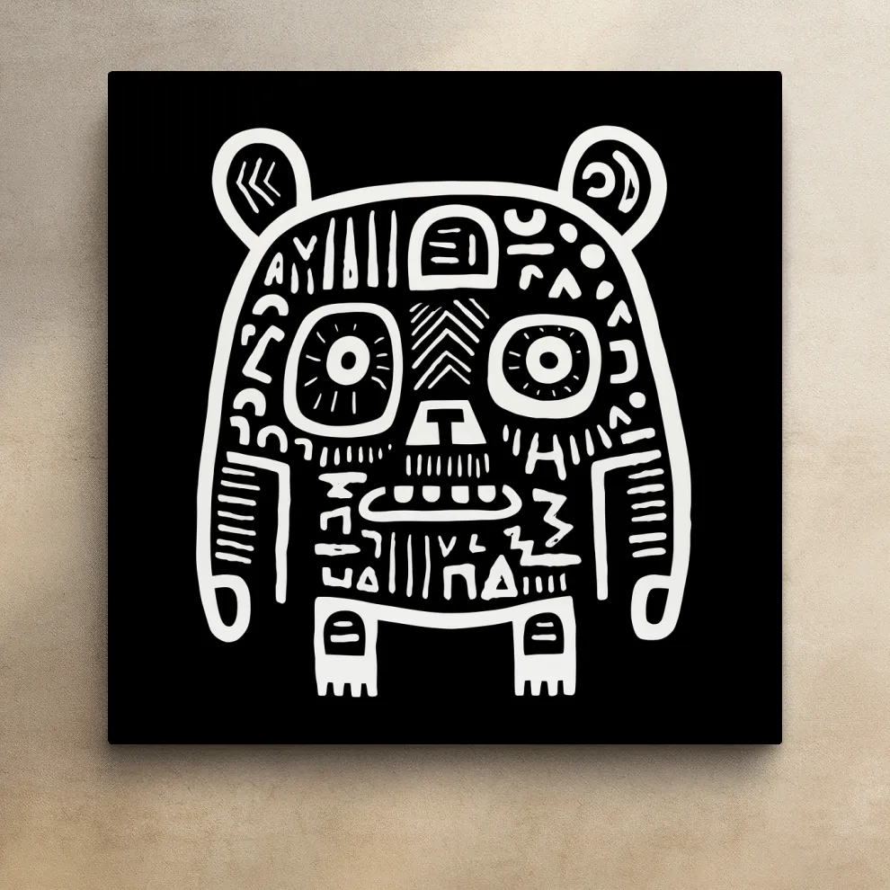 Bear artwork, quirky doodle style illustration