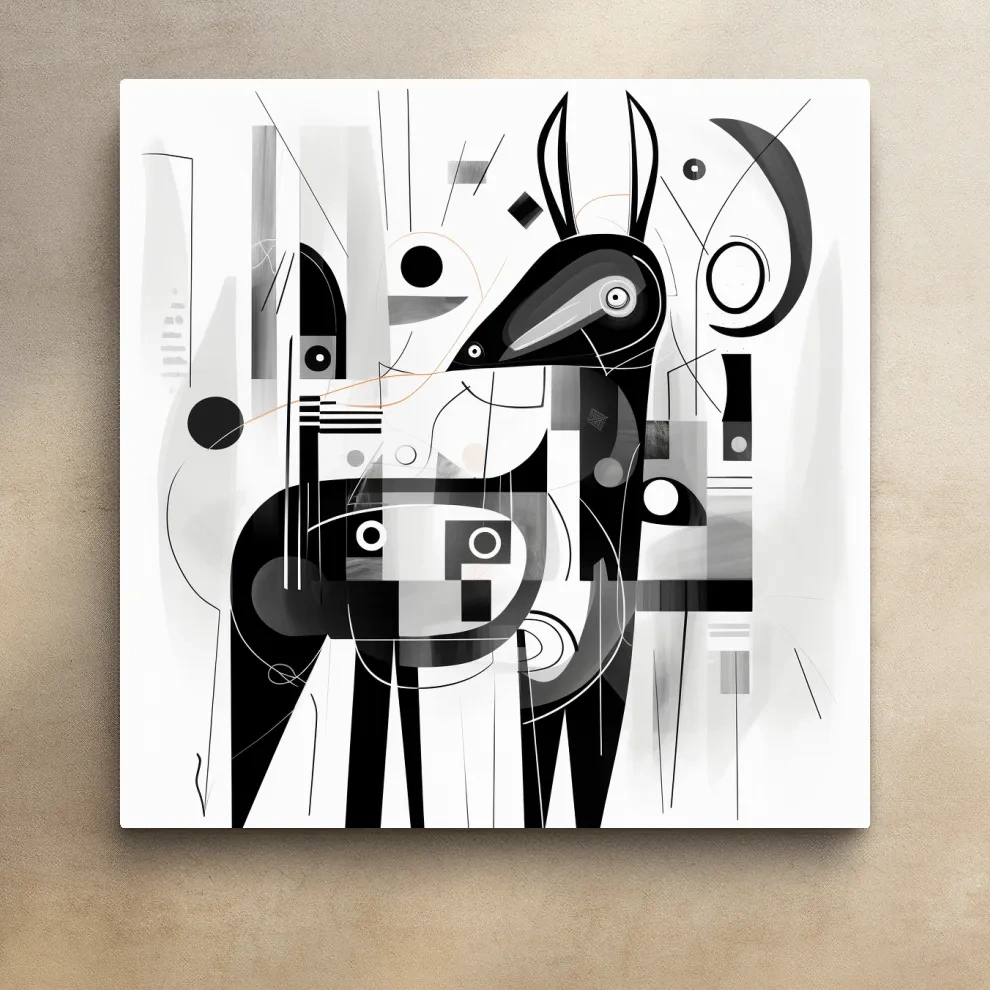 Abstract Geometric Deer Illustration - Mid Century Animal Wall Art