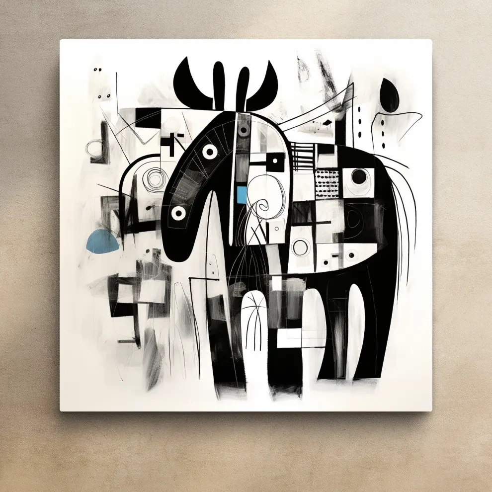 Mid-century abstract style painting of a moose