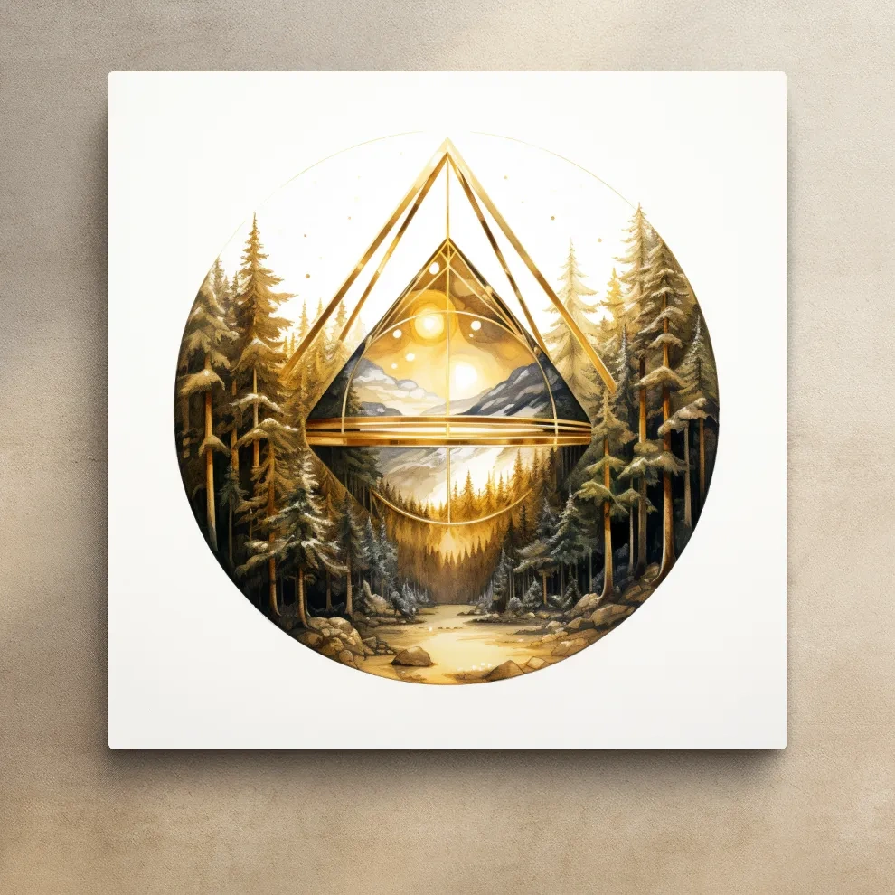 Elegant abstract golden forest painting