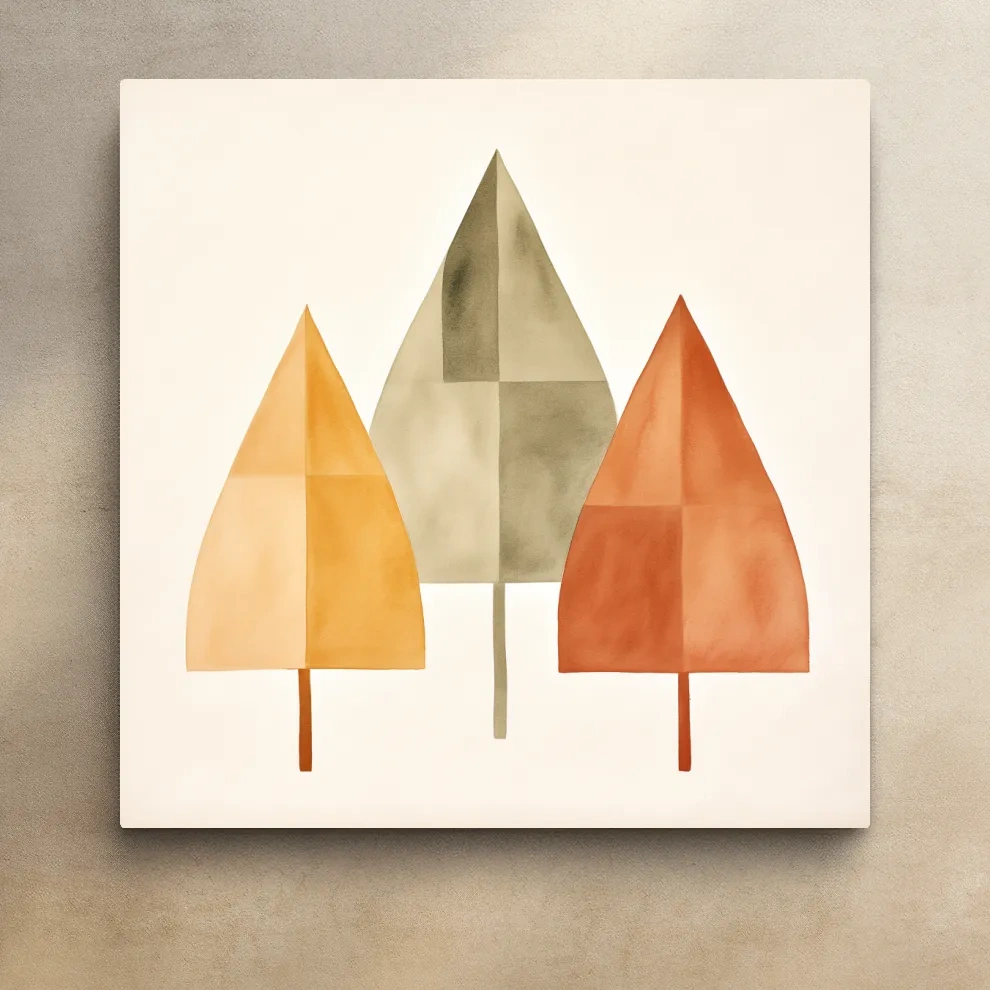 Minimal boho art, rustic trees