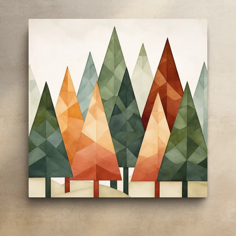 Rustic minimal forest art illustration