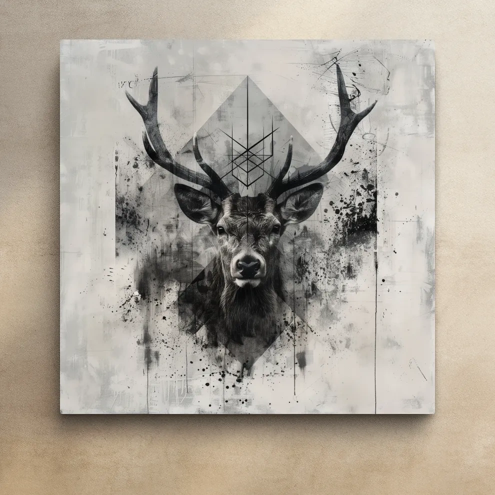Ornate tribal deer artwork, graffiti tattoo inspired design