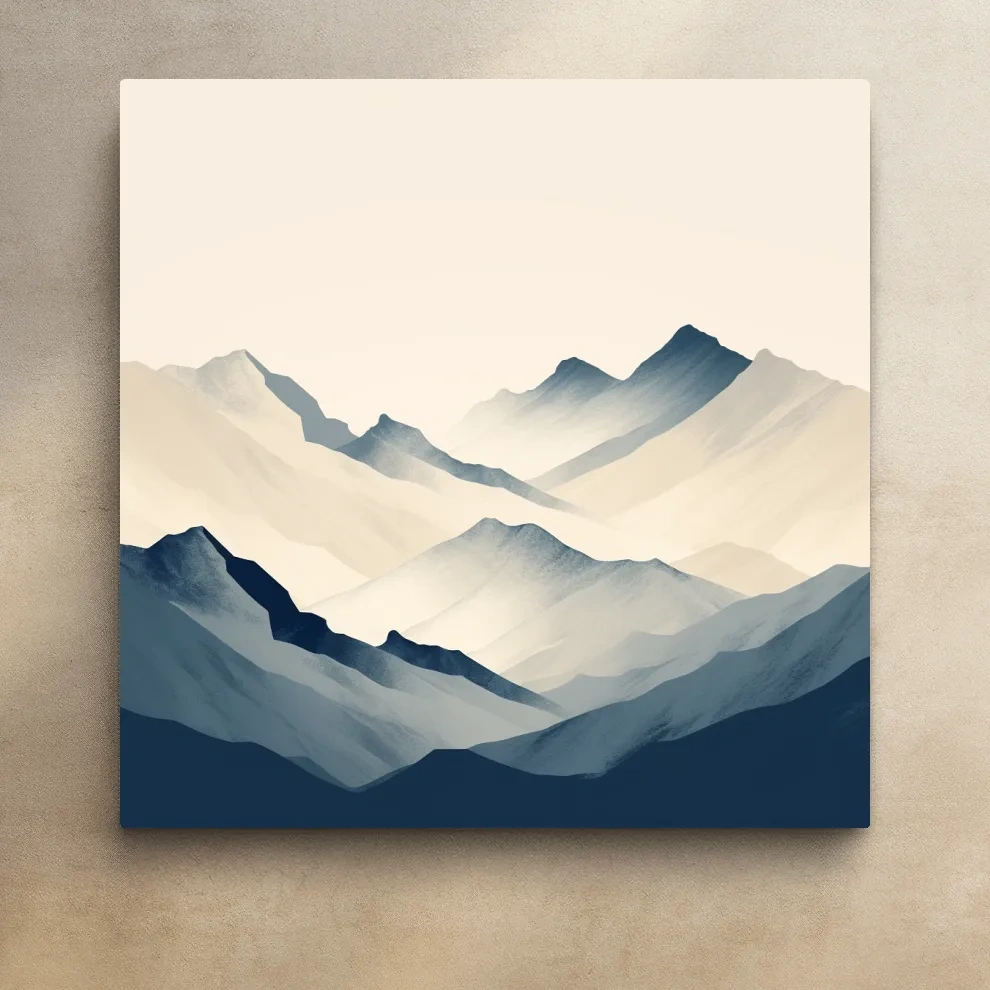 Rustic mountain artwork, minimal mountain shapes