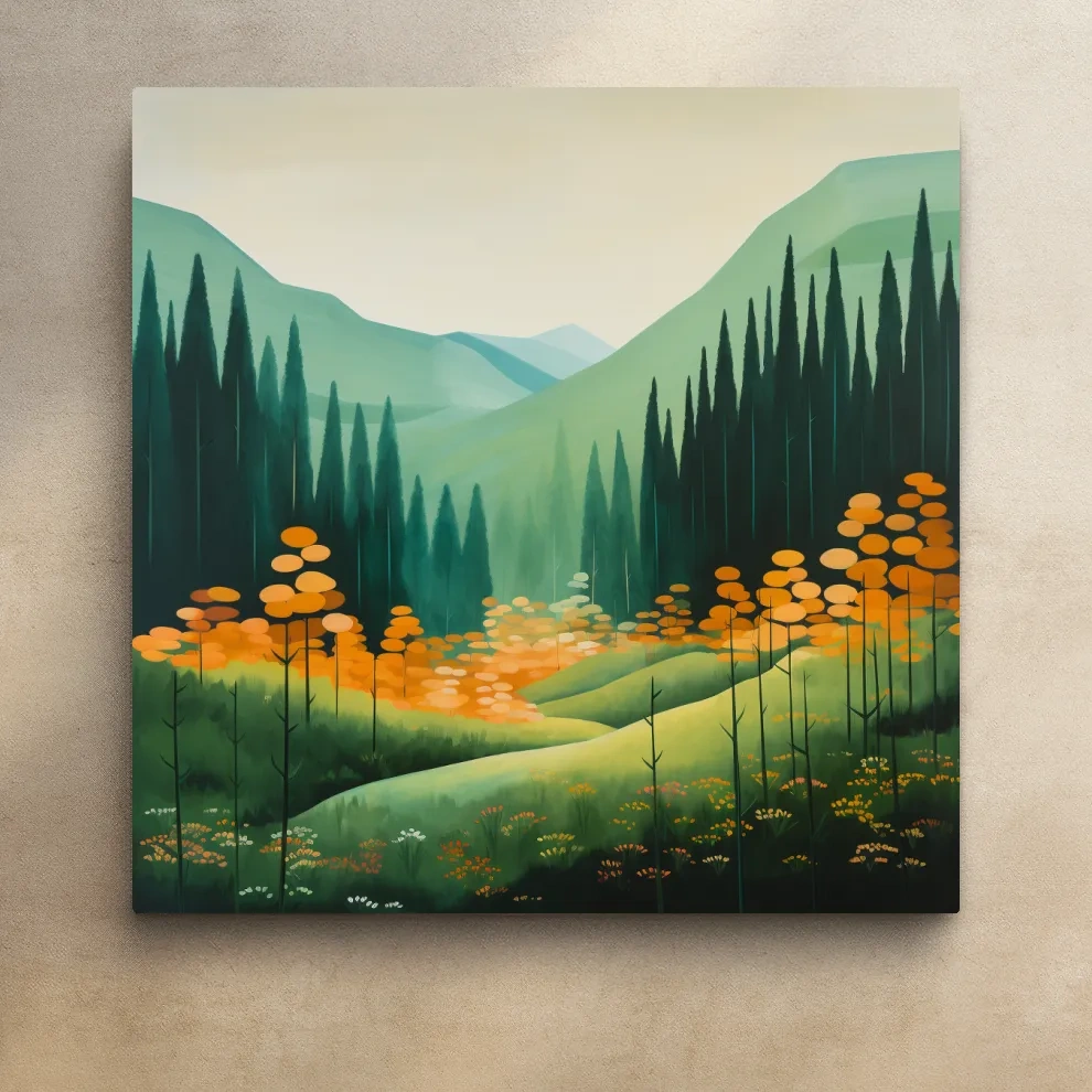 Storybook illustration, flowers in the alpine meadows