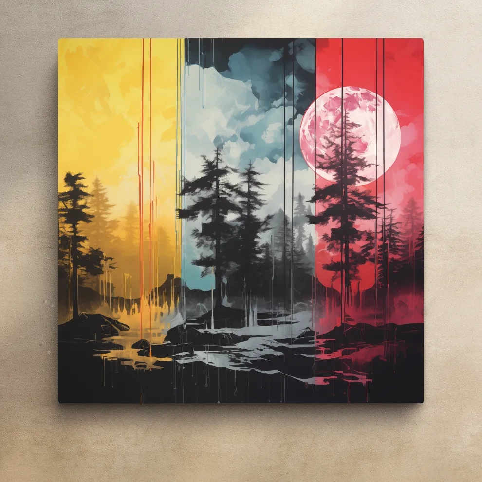Surreal moonlit forest artwork illustration