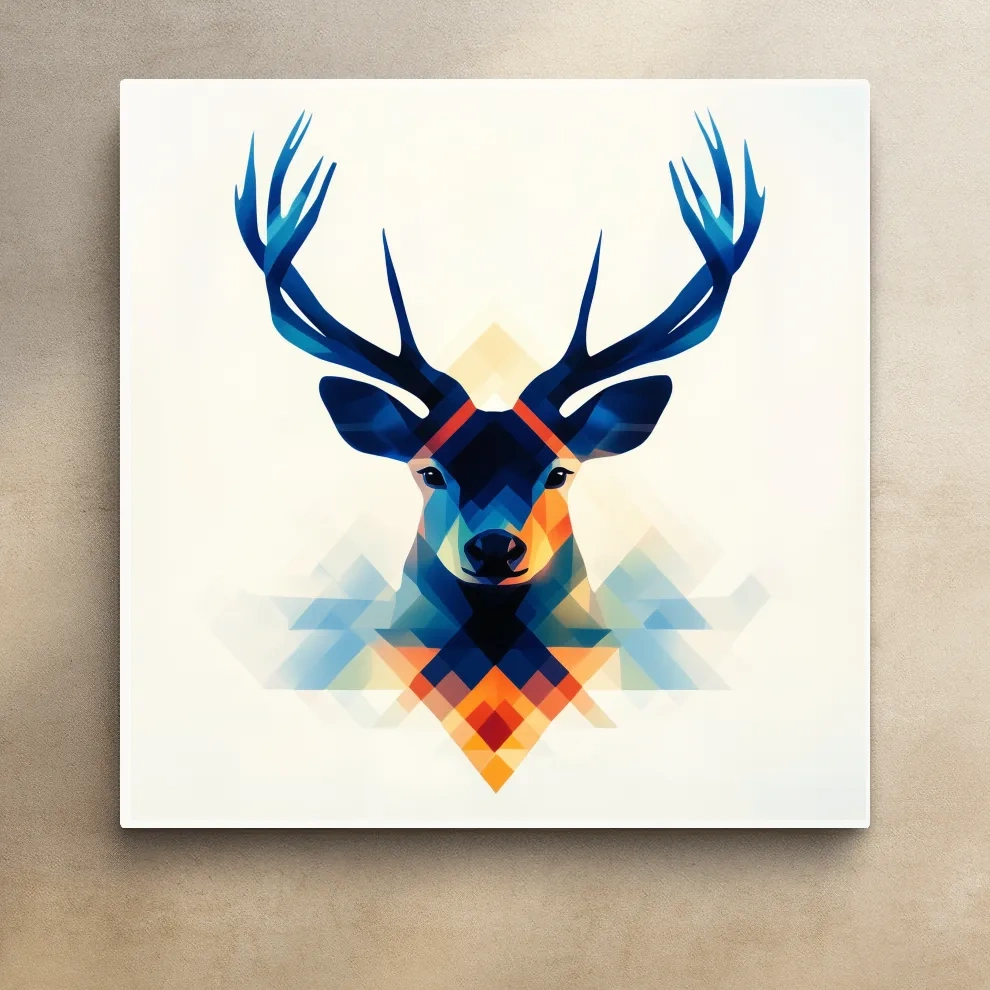 Colorful deer head illustration print wall art