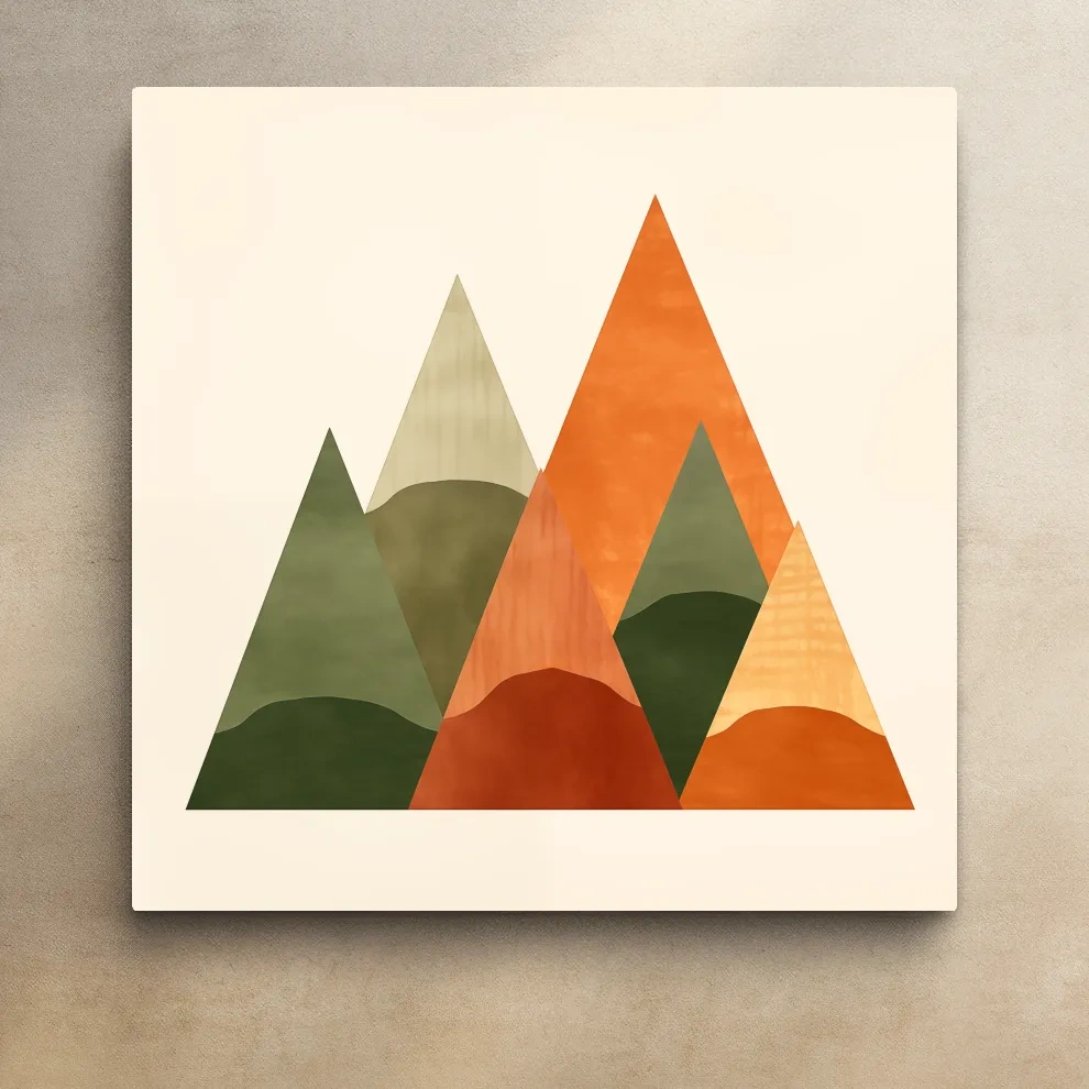 Rustic boho geometic mountain art illustration
