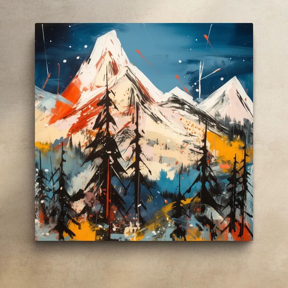 Vibrant Abstract Alpine Mountain Peaks - Bold Contemporary Painting Wall Art