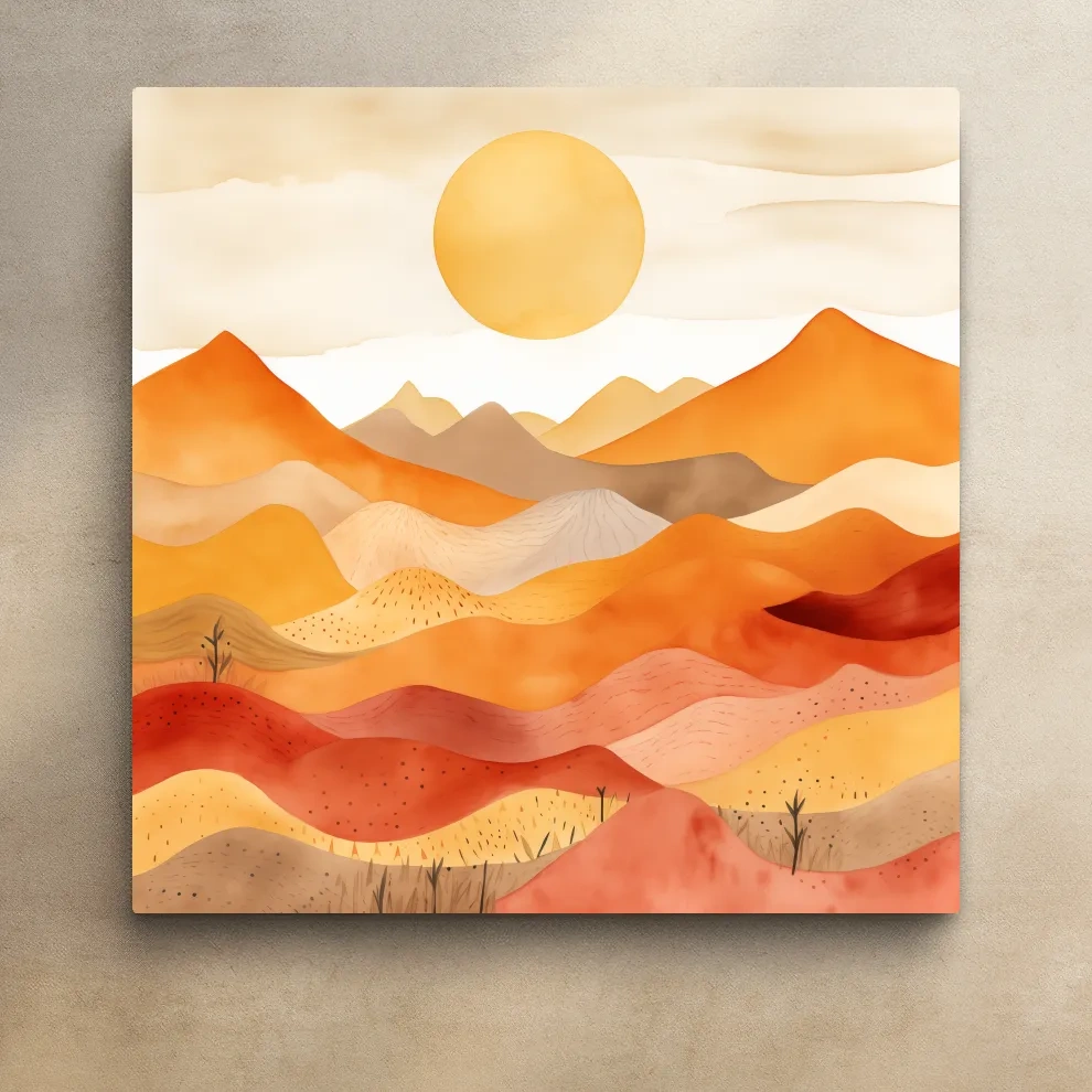 Watercolour style illustation of abstract mountain shapes
