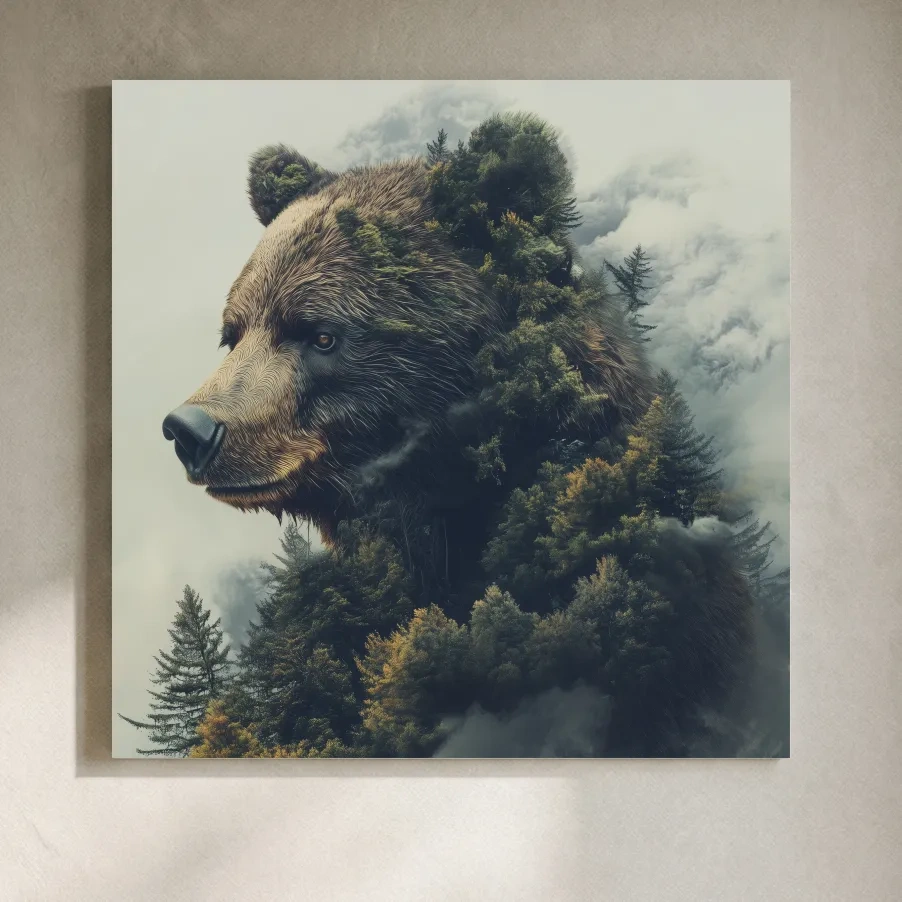 Surreal Grizzly Bear Forest - Wildlife Nature Wall Art