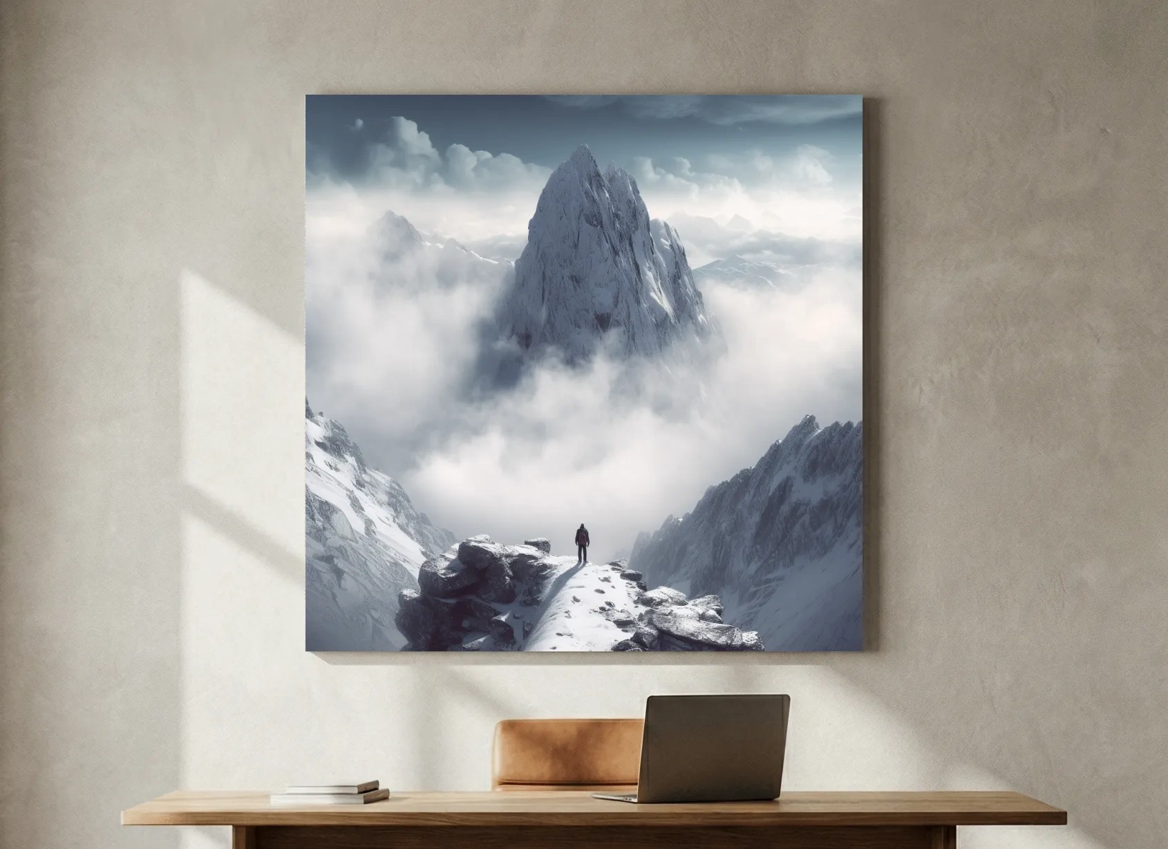 Epic Snowy Mountain Peak Above Clouds - Cinematic Alpine Landscape Wall Art