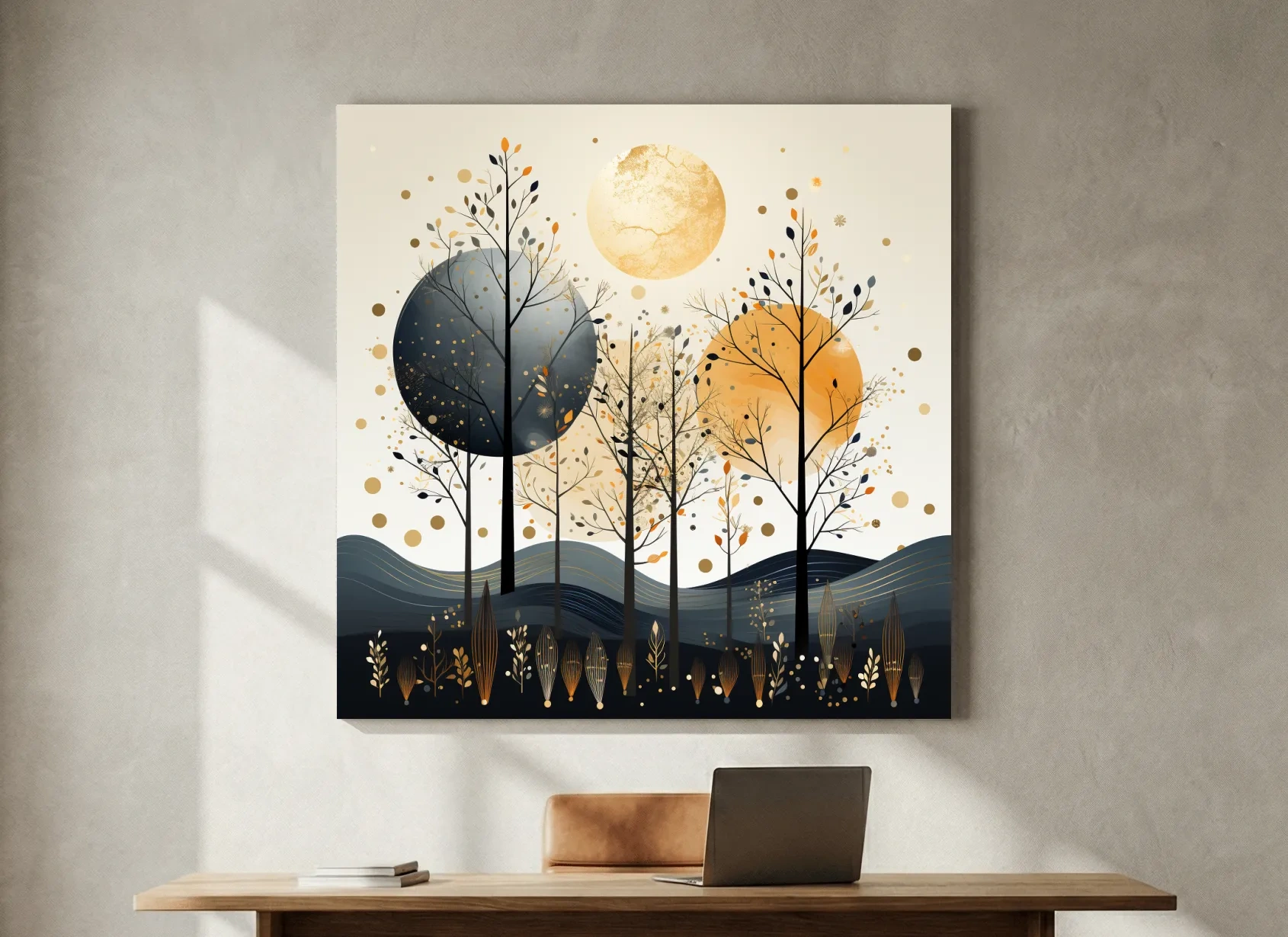 Chic Boho Tree Forest Landscape - Surreal Modern Wall Art