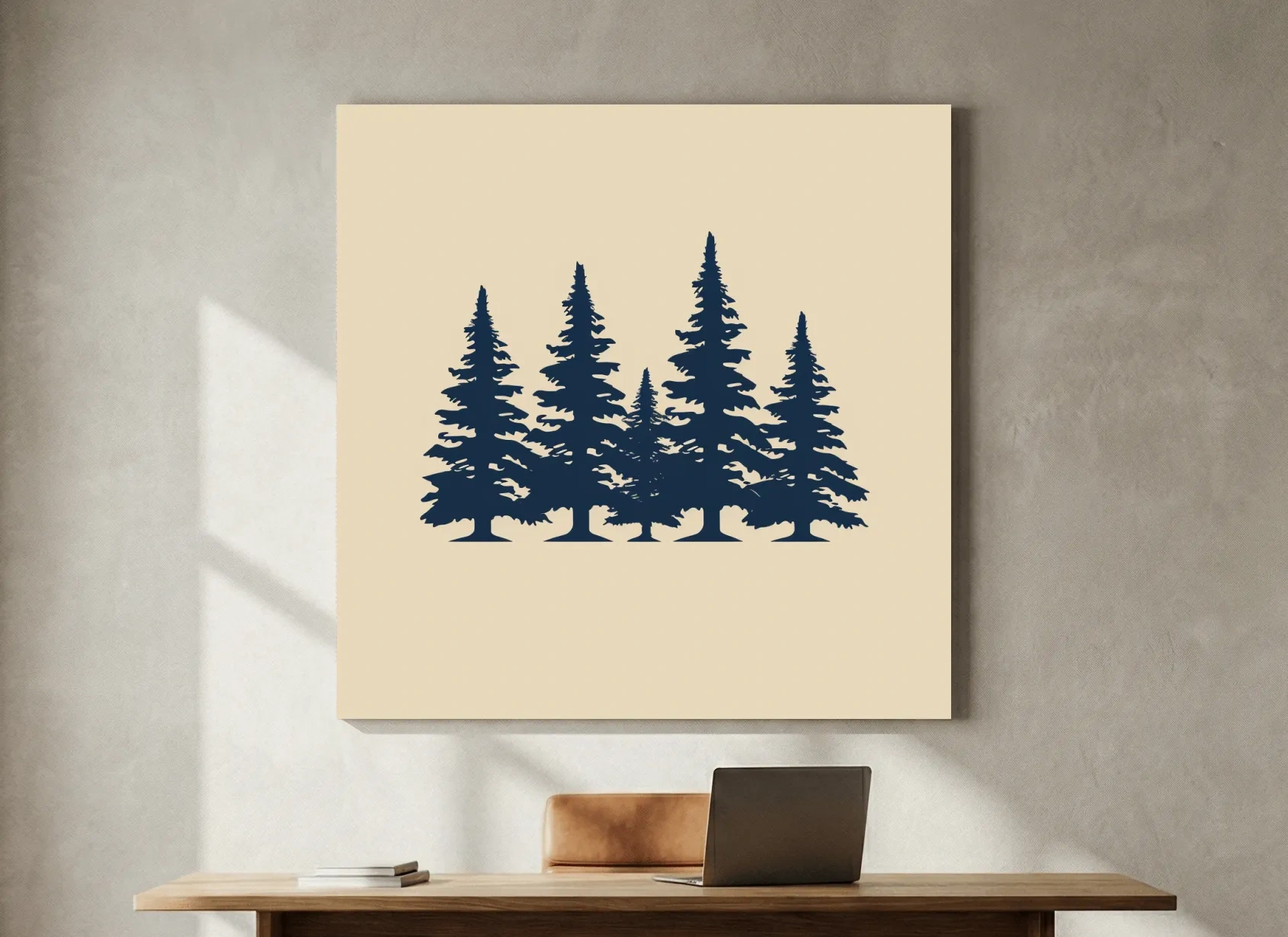 Minimalist Evergreen Pine Tree Silhouettes - Scandinavian Forest Wall Art