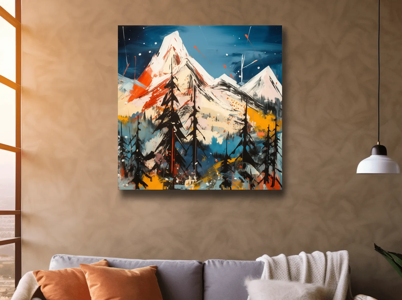 Vibrant Abstract Alpine Mountain Peaks - Bold Contemporary Painting Wall Art