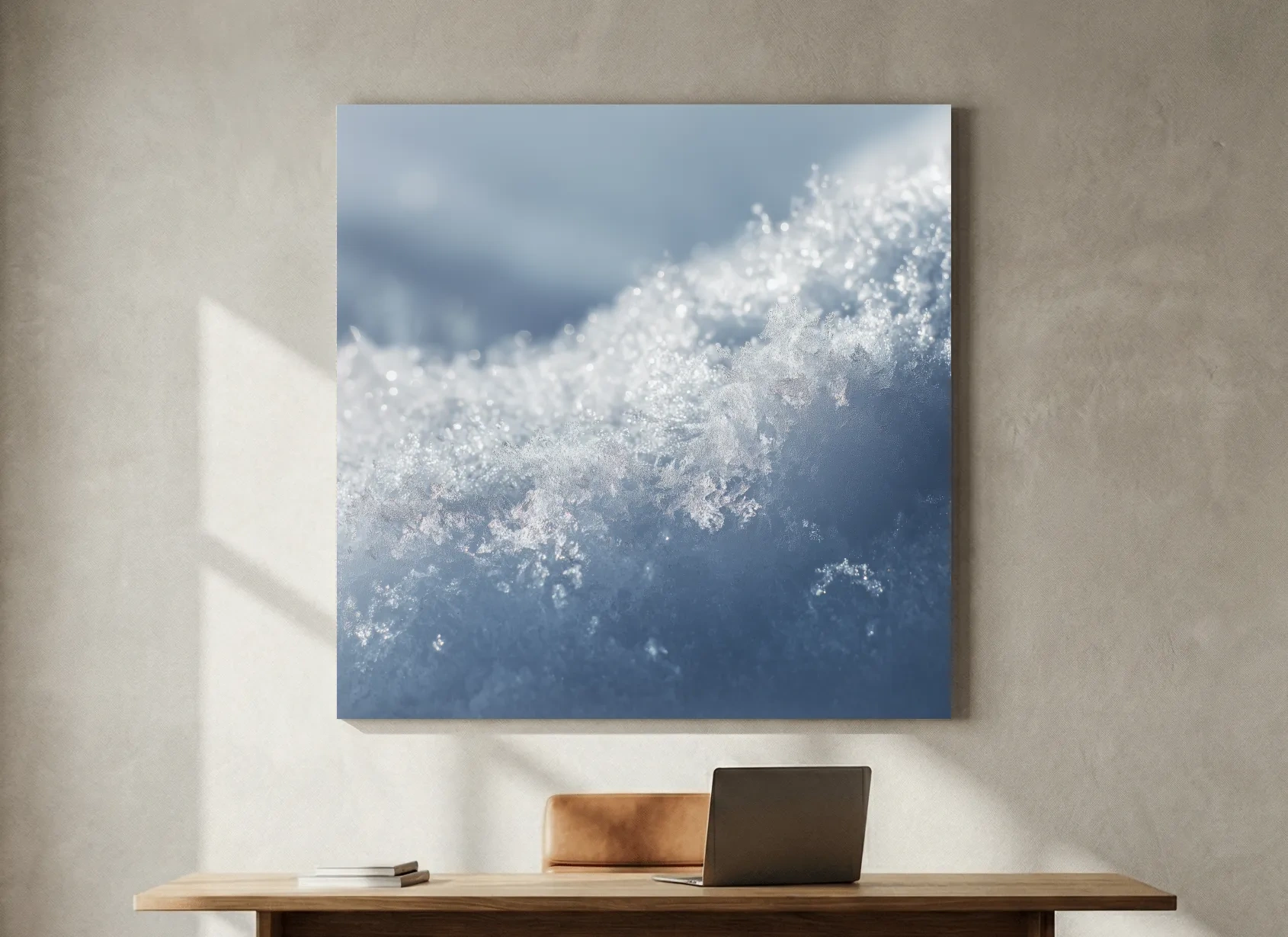 Sparkling Snowflake Ice Crystal Macro - Minimalist Winter Nature Wall Art