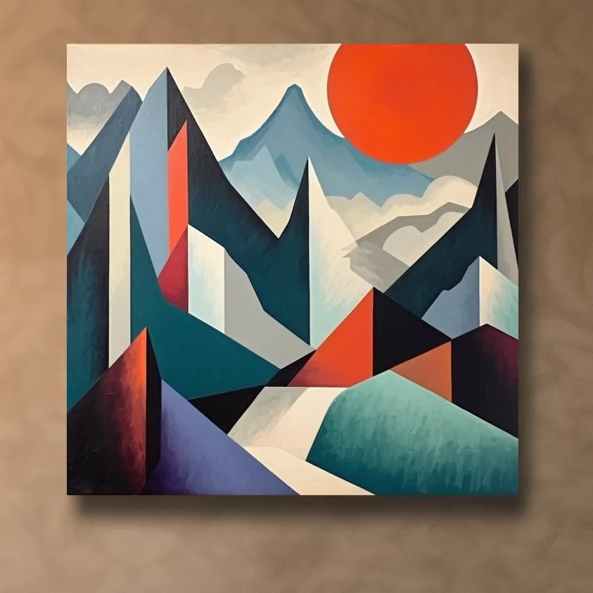 Abstract suprematism mountain painting