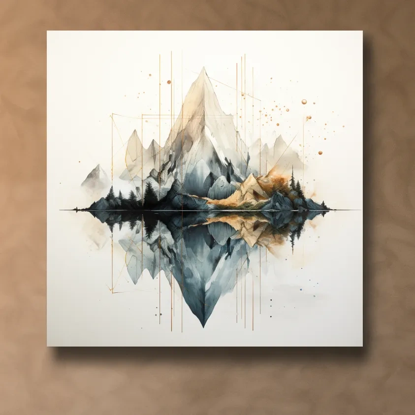 Minimal art of reflective mountains