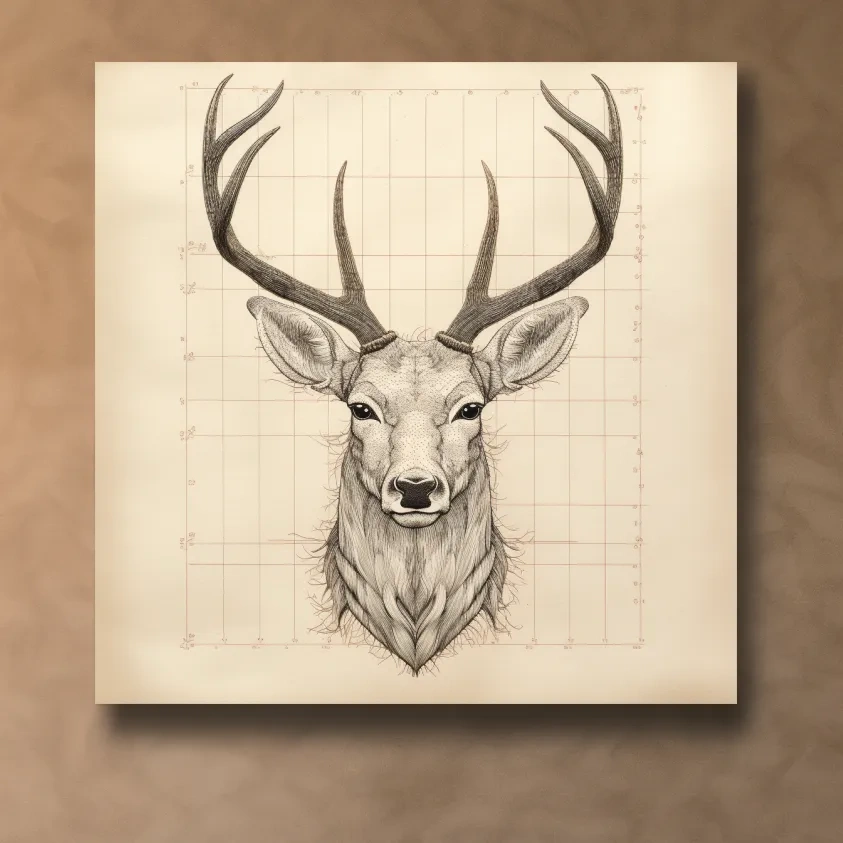 Simple drawing of a deer head, canvas wall art