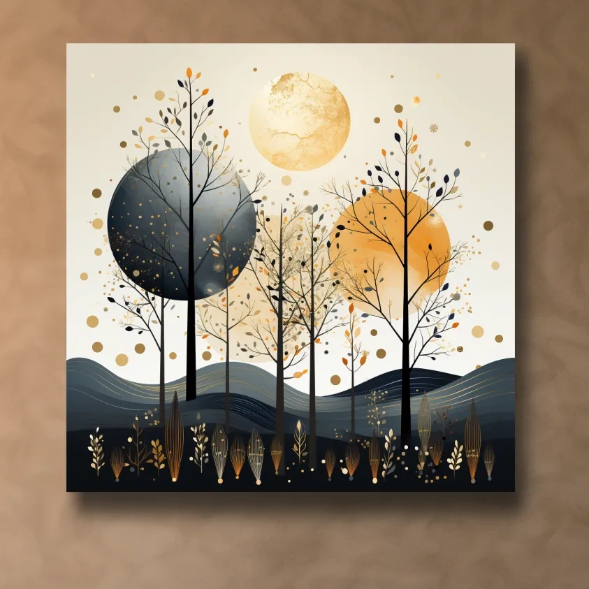 Surreal illustation of a chic boho forest