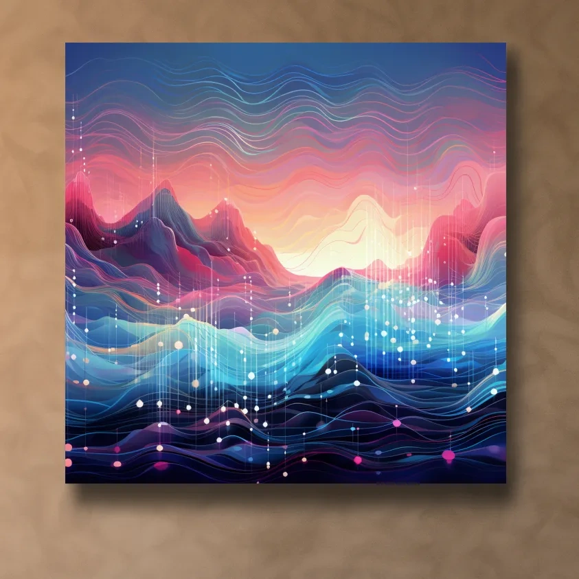 Funky colorful soundwave mountain patterns