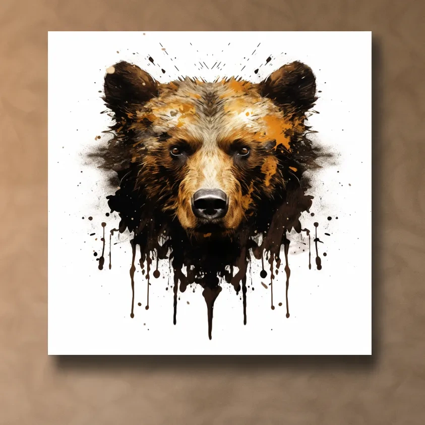 Rorschach inkblot style painting of a bear head