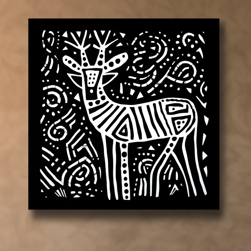 Simple tribal style doodle illustration of a deer