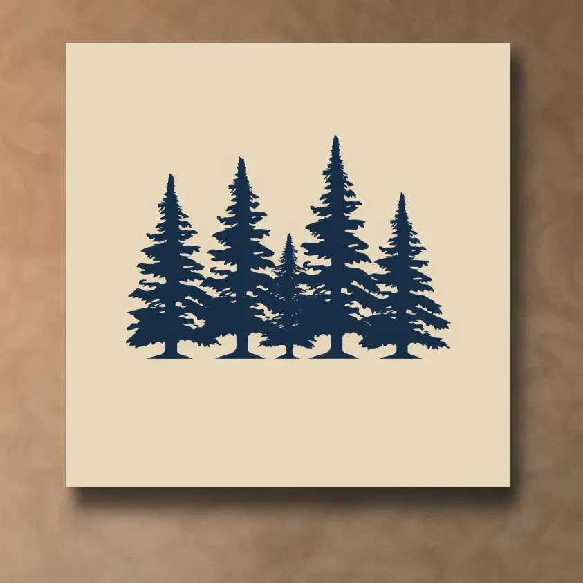 Minimalist Evergreen Pine Tree Silhouettes - Scandinavian Forest Wall Art