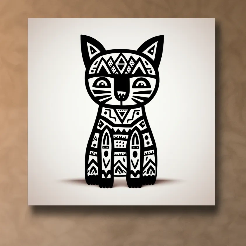 Outline of a quirky cartoon cat, minimal doodle art illustration