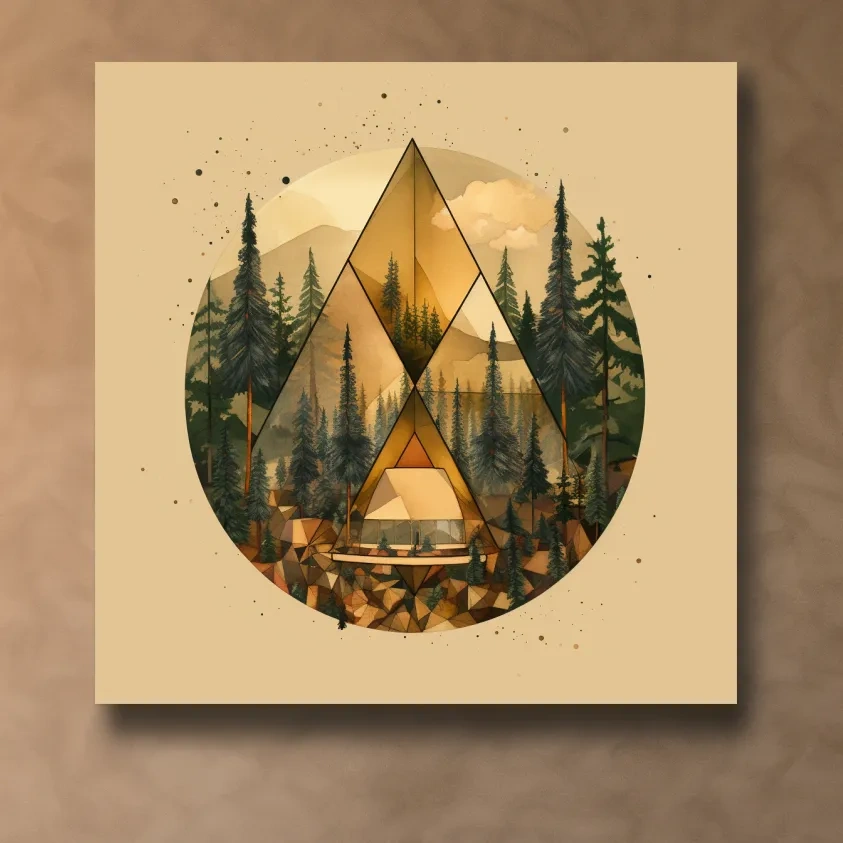 Cabin in the forest, elegant rustic wall art