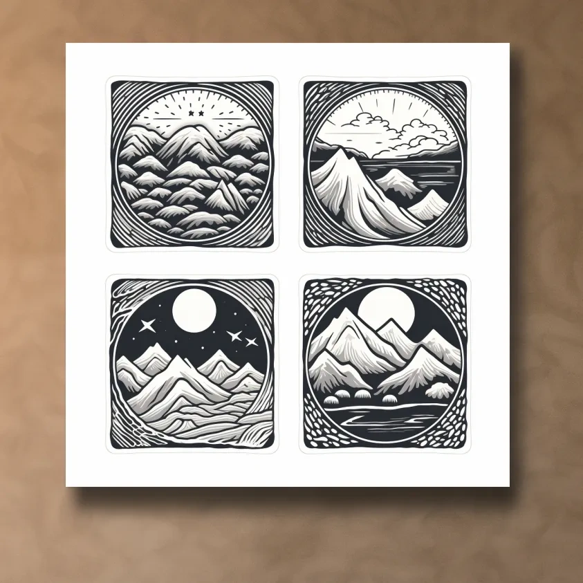 Alpine mountain vector illustration artwork