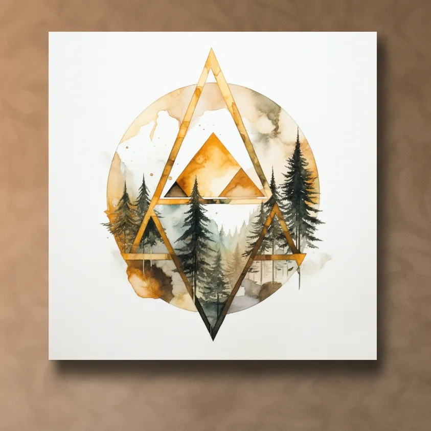 Rustic elegant abstract golden forest art