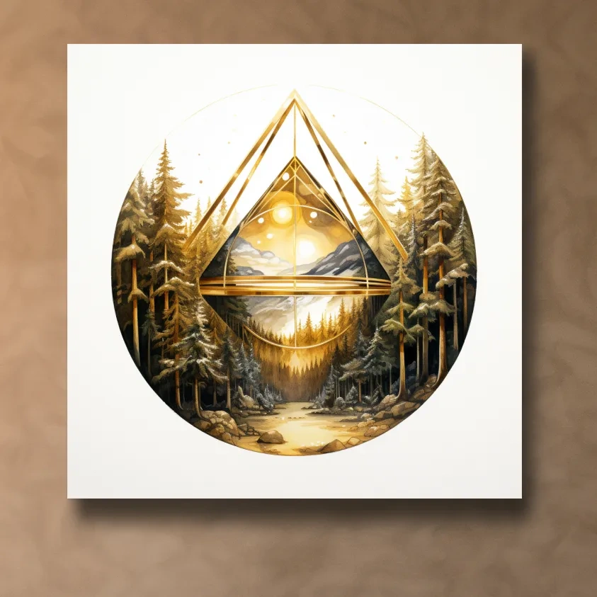 Elegant abstract golden forest painting