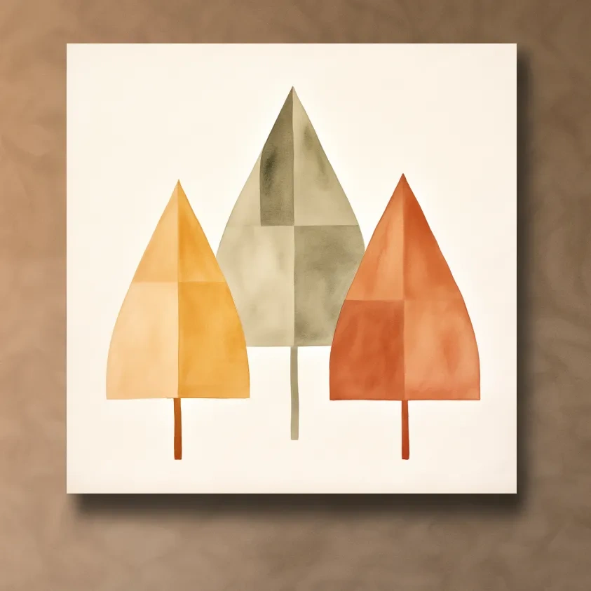Minimal boho art, rustic trees