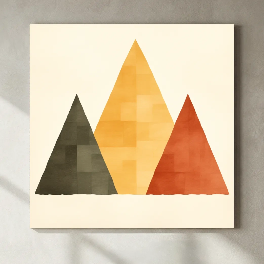 Minimal geometic mountain art, rustic boho style illustration